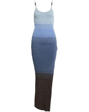 Gcds Maxi Dress Viscose, Polyester, Metallic Fiber - Blue