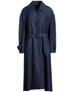 Moorer Overcoat & Trench Coat Virgin Wool, Silk, Linen, Elastane - Blue
