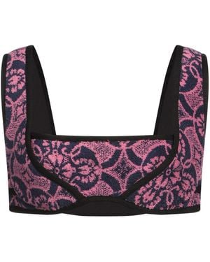 Marine Serre Bandeau-Top mit orientalischem Handtuchdruck - Lila