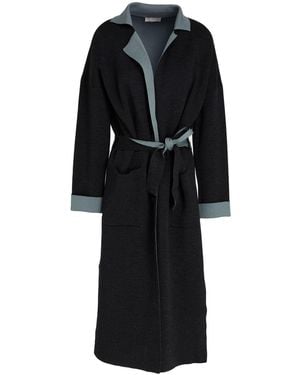Drumohr Charcoal Overcoat & Trench Coat Super 140S Wool - Black