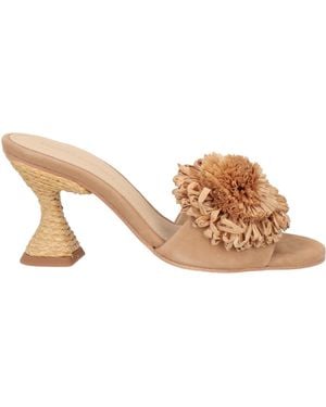 Paloma Barceló Sandals Leather, Textile Fibres - Natural