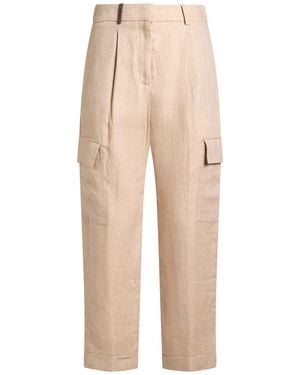 Peserico Trousers Linen - Natural