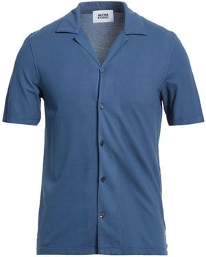 Alpha Studio Shirt Cotton, Elastane - Blue
