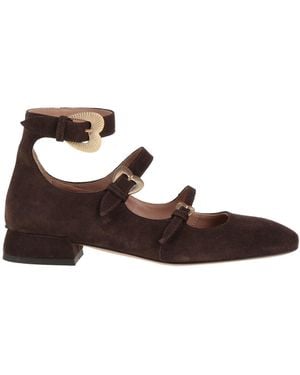 A.Bocca Velour Nefer Militare Ballet Flats Soft Leather - Brown