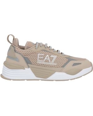 EA7 Taupe Sneakers Textile Fibers, Synthetic Material - White
