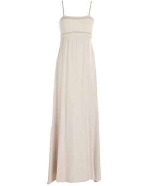 Peserico Taupe Maxi Dress Metallic Fiber, Synthetic Fibers, Virgin Wool, Cashmere, Silk - White