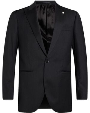 Luigi Bianchi Charcoal Blazer Virgin Wool - Black