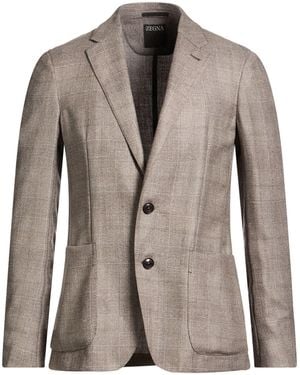 ZEGNA Blazer Wool, Cashmere, Silk, Linen - Brown