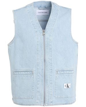 Calvin Klein Denim Zip Up Vest - Blue