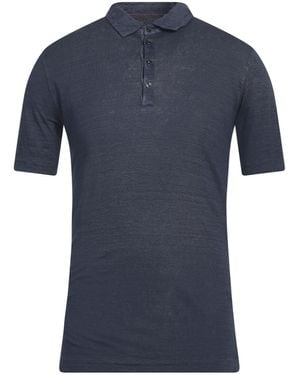 120% Lino Slate Polo Shirt Linen - Blue
