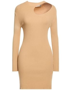 Haveone Sand Mini Dress Viscose, Polyester - Natural