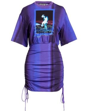 Versace Jeans Couture Mini Dress Cotton, Elastane - Blue