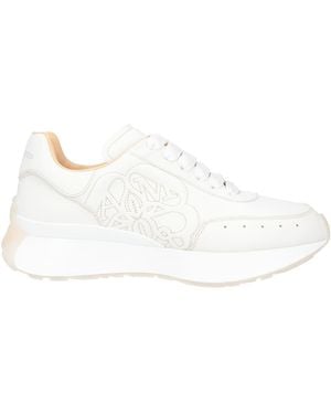 McQueen Ivory Sneakers Soft Leather - White