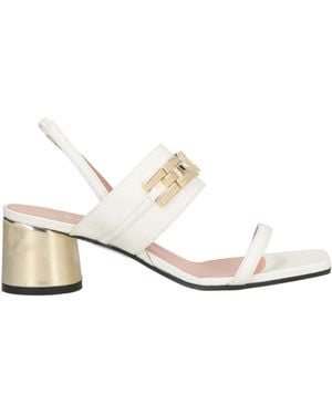 Pollini Embellished Leather Ankle-Strap Sandals - White