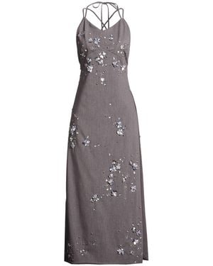 DES_PHEMMES Taupe Maxi Dress Polyester, Viscose, Wool, Elastane - Purple