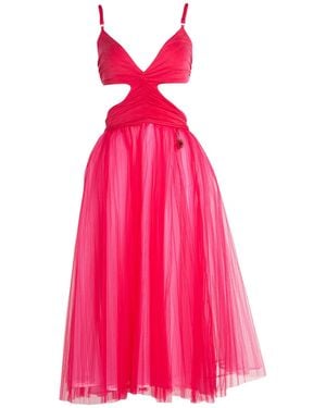 Elisabetta Franchi Fuchsia Midi Dress Cupro, Elastane, Polyamide - Pink