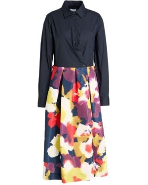 Sara Roka Midnight Midi Dress Polyester, Cotton, Polyamide, Cupro - Blue