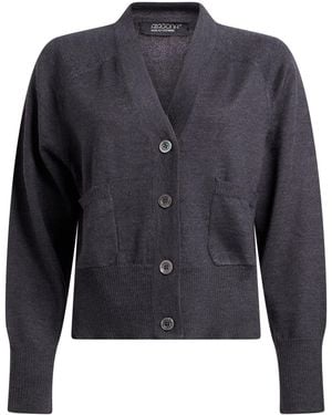 Aragona Charcoal Cardigan Merino Wool - Blue