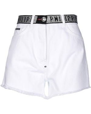 Philipp Plein Denim Shorts Cotton - White