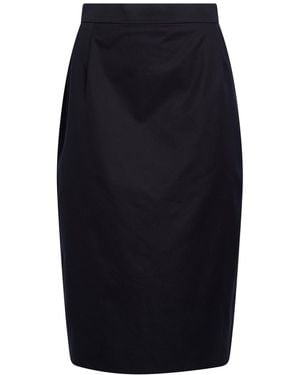 Les Copains Midnight Midi Skirt Cotton - Blue