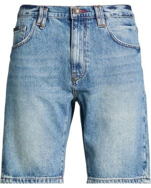 Philipp Plein Short En Jean - Bleu