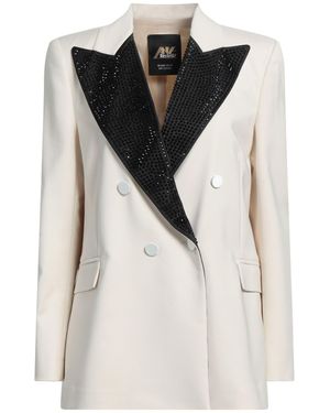 Aniye Records Cream Blazer Cotton, Polyester, Elastane - White