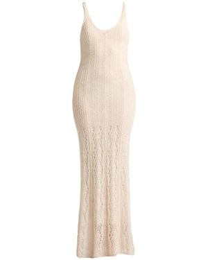 Erika Cavallini Semi Couture Maxi Dress Mohair Wool, Polyamide, Wool - White