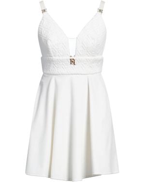 Elisabetta Franchi Ivory Mini Dress Cotton, Elastane - White