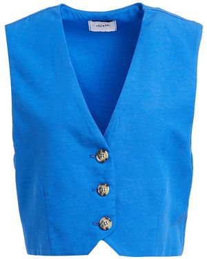 Dixie Tailored Vest Viscose, Linen - Blue