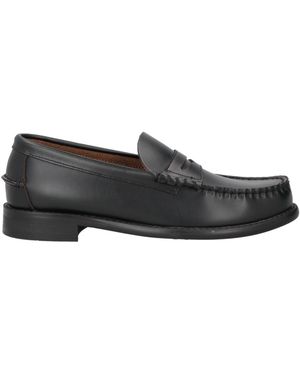 Docksteps Black Leather Penny Loafers - Grey