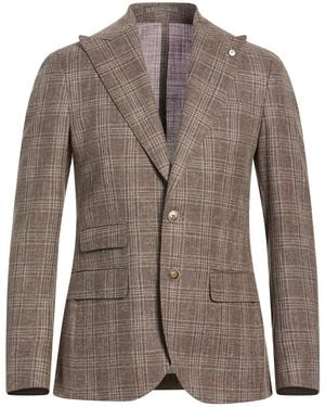 L.B.M. 1911 Taupe Blazer Wool, Cotton, Linen - Brown