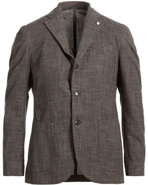 L.B.M. 1911 Dark Blazer Cotton, Polyester, Linen - Gray