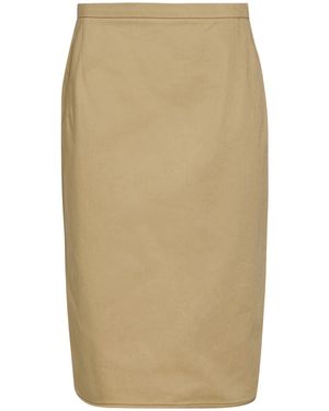 N°21 Khaki Midi Skirt Cotton, Elastane - Natural