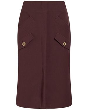 Eleventy Burgundy Midi Skirt Polyester, Viscose, Elastane - Purple