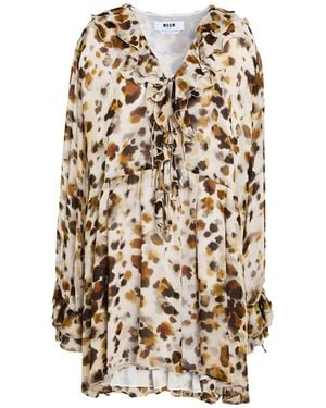 MSGM Light Mini Dress Viscose - White