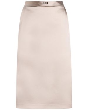 Elisabetta Franchi Midi Skirt - Natural