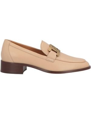 Tod's Beige Leather Applique Loafers - Natural