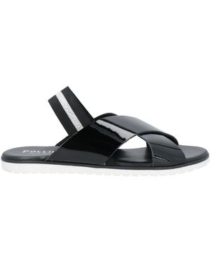 Pollini Patent Ankle-Strap Flat Sandals - Black