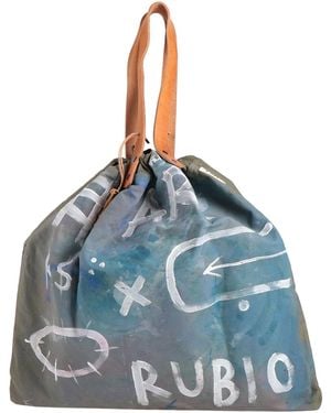 AEP Military Handbag Textile Fibers, Leather - Blue