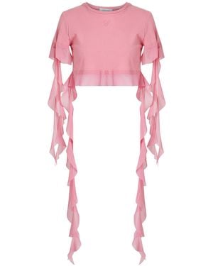 Blumarine Antique Rose T-Shirt Cotton, Polyester - Pink