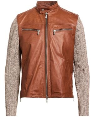 Eleventy Platinum Tan Jacket Calfskin, Linen, Cotton - Brown