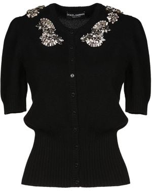 Dolce & Gabbana Cardigan Cashmere, Crystal - Black