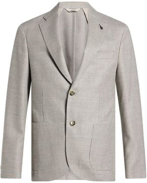 Paoloni Light Blazer Virgin Wool, Silk, Linen - Gray