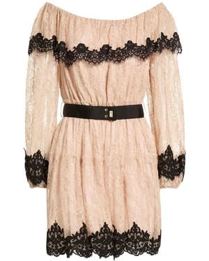 Anna Molinari Blush Mini Dress Viscose, Polyamide, Polyester, Cotton - Natural