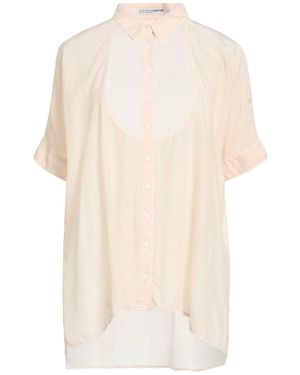 European Culture Cream Shirt Cupro, Cotton, Viscose, Rubber - White