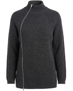 Alpha Studio Charcoal Cardigan Wool, Cashmere - Black