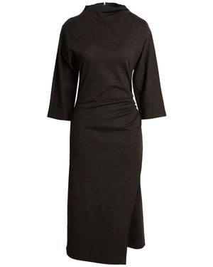 Peserico Dark Midi Dress Virgin Wool, Cotton, Polyamide - Black