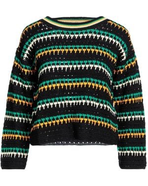 Sandro Striped Pointelle-knit Jumper - Green