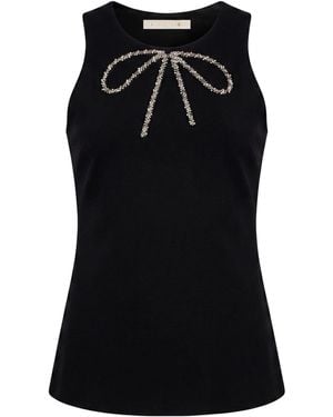 White Wise Tank Top Rayon, Polyamide, Elastane - Black
