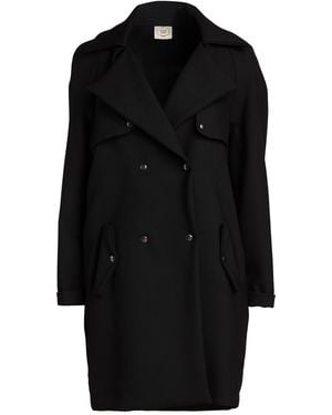 EMMA & GAIA Overcoat & Trench Coat Polyester, Viscose, Elastane - Black